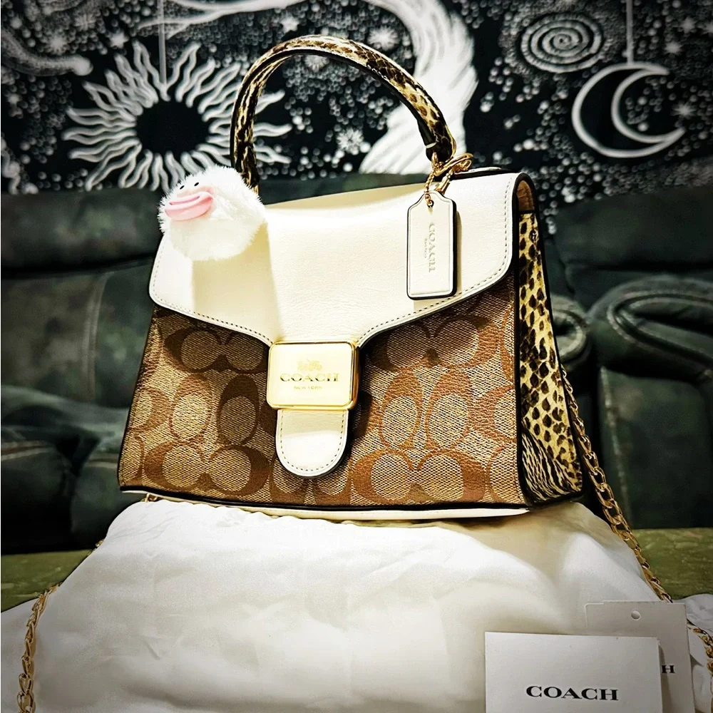 Coach Leopard and White Satchel - Picture 6 of 17